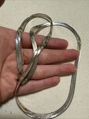 Stunning Sterling Silver 925 Herringbone Necklace 24’ in long